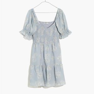 Silk Lucie Smocked Mini Dress in Moody Blooms
